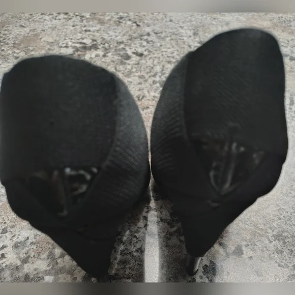 UNITED NUDE Black Leather & Cloth 4" Heel Pump Shoes Sz 5.5/6 - Picture 4 of 9